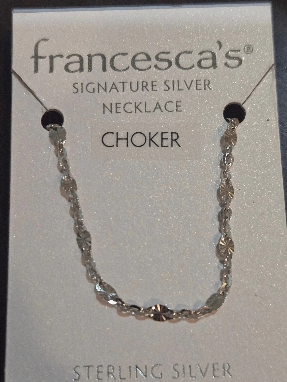 Francesca's Signature Silver Faceted Sterling Choker Necklace - Silver - Picture 2 of 5